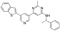 [6-(5-BENZO[B]THIOPHEN-2-YL-PYRIDIN-3-YL)-2-METHYL-PYRIMIDIN-4-YL]-(1-PHENYL-ETHYL)-AMINE 结构式