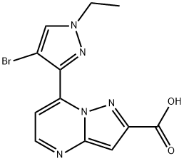 7-(4-溴-1-乙基-1H-吡唑-3-基)吡唑并[1,5-A]嘧啶-2-羧酸 结构式