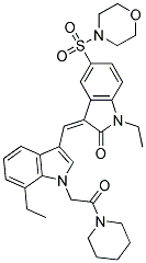 (Z)-1-ETHYL-3-((7-ETHYL-1-(2-OXO-2-(PIPERIDIN-1-YL)ETHYL)-1H-INDOL-3-YL)METHYLENE)-5-(MORPHOLINOSULFONYL)INDOLIN-2-ONE 结构式