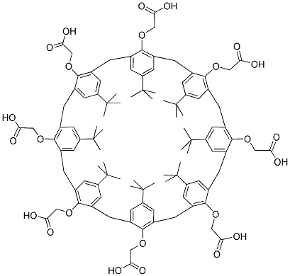 5,11,17,23,29,35,41,47-p-tert-Butyl-49,50,51,52,53,54,55,56-octakis[(carboxy)-methoxy]-calix[8]arene 结构式