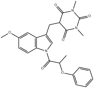 6-HYDROXY-5-([5-METHOXY-1-(2-PHENOXYPROPANOYL)-1H-INDOL-3-YL]METHYL)-1,3-DIMETHYL-2,4(1H,3H)-PYRIMIDINEDIONE 结构式