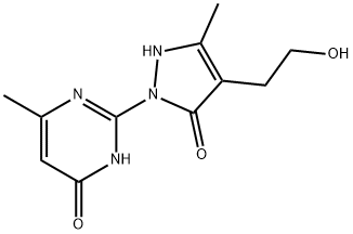 2-[4-(2-Hydroxyethyl)-3-methyl-5-oxo-2,5-dihydro-1H-pyrazol-1-yl]-6-methyl-4(3H)-pyrimidinone 结构式