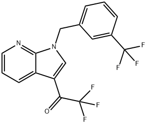 2,2,2-TRIFLUORO-1-(1-[3-(TRIFLUOROMETHYL)BENZYL]-1H-PYRROLO[2,3-B]PYRIDIN-3-YL)-1-ETHANONE 结构式