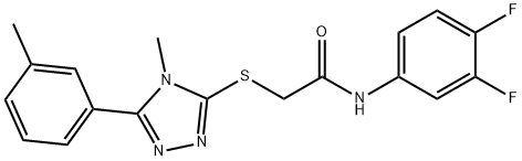 N-(3,4-DIFLUOROPHENYL)-2-([4-METHYL-5-(3-METHYLPHENYL)-4H-1,2,4-TRIAZOL-3-YL]SULFANYL)ACETAMIDE 结构式