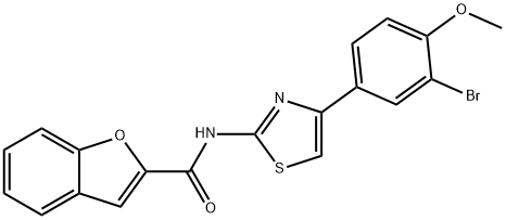 N-[4-(3-BROMO-4-METHOXYPHENYL)-1,3-THIAZOL-2-YL]-1-BENZOFURAN-2-CARBOXAMIDE 结构式