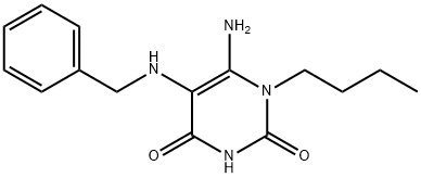 6-氨基-5-(苄基氨基)-1-丁基-1,2,3,4-四氢嘧啶-2,4-二酮 结构式