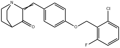 2-((Z)-(4-[(2-CHLORO-6-FLUOROBENZYL)OXY]PHENYL)METHYLIDENE)-3-QUINUCLIDINONE 结构式