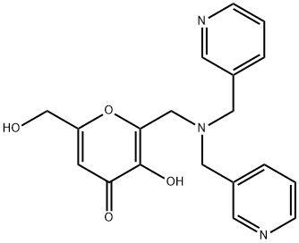 2-([Bis(3-pyridinylmethyl)amino]methyl)-3-hydroxy-6-(hydroxymethyl)-4H-pyran-4-one 结构式