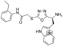 2-(5-[1-AMINO-2-(1H-INDOL-3-YL)-ETHYL]-[1,3,4]OXADIAZOL-2-YLSULFANYL)-N-(2-ETHYL-PHENYL)-ACETAMIDE 结构式