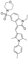 (Z)-3-((2,5-DIMETHYL-1-P-TOLYL-1H-PYRROL-3-YL)METHYLENE)-1-ETHYL-5-(MORPHOLINOSULFONYL)INDOLIN-2-ONE 结构式