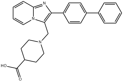 1-((2-([1,1'-联苯]-4-基)咪唑并[1,2-A]吡啶-3-基)甲基)哌啶-4-羧酸 结构式