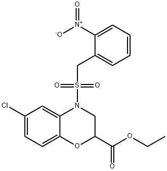 ETHYL 6-CHLORO-4-[(2-NITROBENZYL)SULFONYL]-3,4-DIHYDRO-2H-1,4-BENZOXAZINE-2-CARBOXYLATE 结构式