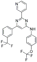 2-PYRIDIN-3-YL-N-[4-(TRIFLUOROMETHOXY)PHENYL]-6-[3-(TRIFLUOROMETHYL)PHENYL]PYRIMIDIN-4-AMINE 结构式