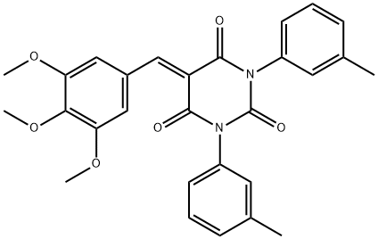 1,3-Bis(3-methylphenyl)-5-((3,4,5-trimethoxyphenyl)methylene)-1,3-diazaperhydroine-2,4,6-trione 结构式