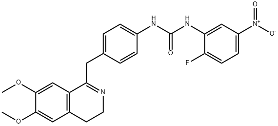 1-(4-((6,7-DIMETHOXY(3,4-DIHYDROISOQUINOLYL))METHYL)PHENYL)-3-(2-FLUORO-5-NITROPHENYL)UREA 结构式