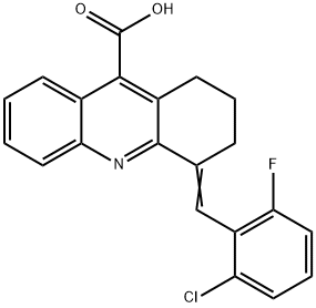 4-(2-氯-6-氟亚苄基)-1,2,3,4-四氢吖啶-9-羧酸 结构式