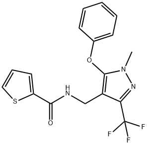 N-([1-METHYL-5-PHENOXY-3-(TRIFLUOROMETHYL)-1H-PYRAZOL-4-YL]METHYL)-2-THIOPHENECARBOXAMIDE 结构式