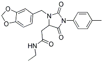 2-[3-(1,3-BENZODIOXOL-5-YLMETHYL)-1-(4-METHYLPHENYL)-2,5-DIOXO-4-IMIDAZOLIDINYL]-N-ETHYLACETAMIDE 结构式