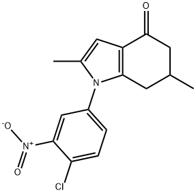 1-(4-Chloro-3-nitrophenyl)-2,6-dimethyl-5,6,7-trihydroindol-4-one 结构式