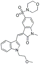 (Z)-3-((1-(2-METHOXYETHYL)-1H-INDOL-3-YL)METHYLENE)-1-METHYL-5-(MORPHOLINOSULFONYL)INDOLIN-2-ONE 结构式