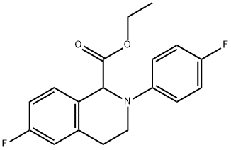 ETHYL 2-(4-FLUORO-PHENYL)-6-FLUORO-1,2,3,4-TETRAHYDRO-ISOQUINOLINE-1-CARBOXYLATE 结构式