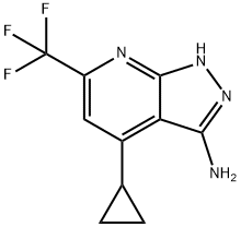 4-环丙基-6-(三氟甲基)-1H-吡唑并[3,4-B]吡啶-3-胺 结构式