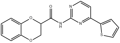 N-[4-(2-THIENYL)-2-PYRIMIDINYL]-2,3-DIHYDRO-1,4-BENZODIOXINE-2-CARBOXAMIDE 结构式