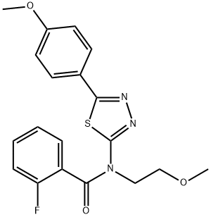 2-FLUORO-N-(2-METHOXY-ETHYL)-N-[5-(4-METHOXY-PHENYL)-[1,3,4]THIADIAZOL-2-YL]-BENZAMIDE 结构式