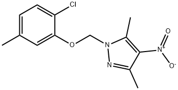 1-((2-氯-5-甲基苯氧基)甲基)-3,5-二甲基-4-硝基-1H-吡唑 结构式