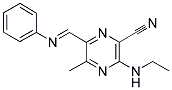 3-(ETHYLAMINO)-5-METHYL-6-[(PHENYLIMINO)METHYL]-2-PYRAZINECARBONITRILE 结构式