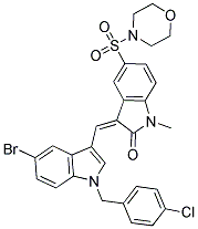 (Z)-3-((5-BROMO-1-(4-CHLOROBENZYL)-1H-INDOL-3-YL)METHYLENE)-1-METHYL-5-(MORPHOLINOSULFONYL)INDOLIN-2-ONE 结构式