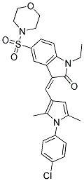 (Z)-3-((1-(4-CHLOROPHENYL)-2,5-DIMETHYL-1H-PYRROL-3-YL)METHYLENE)-1-ETHYL-5-(MORPHOLINOSULFONYL)INDOLIN-2-ONE 结构式