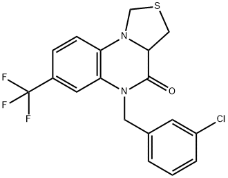 5-(3-CHLOROBENZYL)-7-(TRIFLUOROMETHYL)-3,3A-DIHYDRO[1,3]THIAZOLO[3,4-A]QUINOXALIN-4(5H)-ONE 结构式