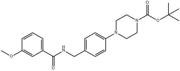 TERT-BUTYL 4-(4-([(3-METHOXYBENZOYL)AMINO]METHYL)PHENYL)TETRAHYDRO-1(2H)-PYRAZINECARBOXYLATE 结构式
