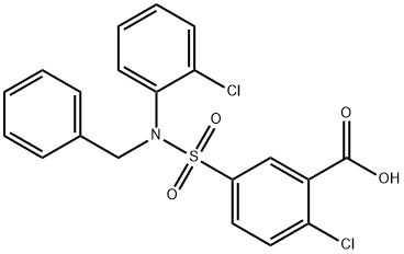 5-[苄基(2-氯苯基)氨磺酰基]-2-氯苯甲酸 结构式