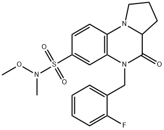 5-(2-Fluorobenzyl)-N-methoxy-N-methyl-4-oxo-1,2,3,3a,4,5-hexahydropyrrolo[1,2-a]quinoxaline-7-sulfonamide 结构式
