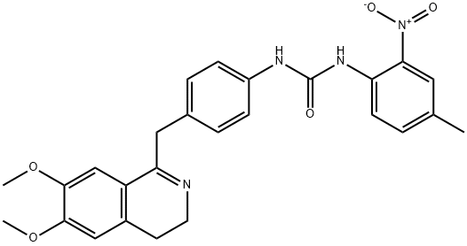 1-(4-((6,7-Dimethoxy(3,4-dihydroisoquinolyl))methyl)phenyl)-3-(4-methyl-2-nitrophenyl)urea 结构式