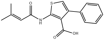 2-(3-甲基丁-2-烯酰胺基)-4-苯基噻吩-3-羧酸 结构式