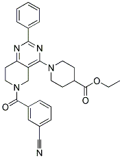 1-[6-(3-CYANO-BENZOYL)-2-PHENYL-5,6,7,8-TETRAHYDRO-PYRIDO[4,3-D]PYRIMIDIN-4-YL]-PIPERIDINE-4-CARBOXYLIC ACID ETHYL ESTER 结构式