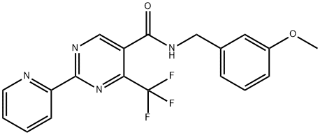 N-(3-METHOXYBENZYL)-2-(2-PYRIDINYL)-4-(TRIFLUOROMETHYL)-5-PYRIMIDINECARBOXAMIDE 结构式