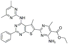 ETHYL 4-AMINO-2-(4-(4,6-DIMETHYLPYRIMIDIN-2-YLAMINO)-5-METHYL-2-PHENYLTHIENO[2,3-D]PYRIMIDIN-6-YL)-6-METHYLPYRIMIDINE-5-CARBOXYLATE 结构式