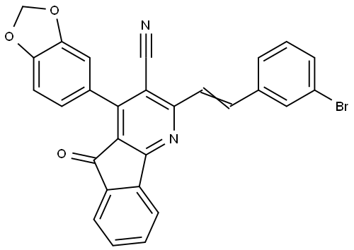 4-(1,3-Benzodioxol-5-yl)-2-[(E)-2-(3-bromophenyl)ethenyl]-5-oxo-5H-indeno[1,2-b]pyridine-3-carbonitrile 结构式