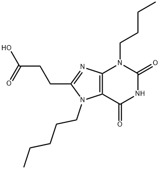 3-丁基-2,3,6,7-四氢-2,6-二氧代-7-戊基-1H-嘌呤-8-丙酸 结构式