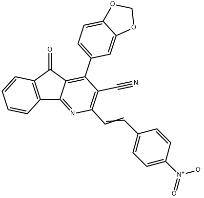4-(1,3-BENZODIOXOL-5-YL)-2-(4-NITROSTYRYL)-5-OXO-5H-INDENO[1,2-B]PYRIDINE-3-CARBONITRILE 结构式