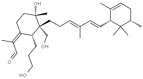 (-)-(6R,10S,11S,18R,22S)-26-Hydroxy-22-alpha-methylcycloirid-16-enal 结构式