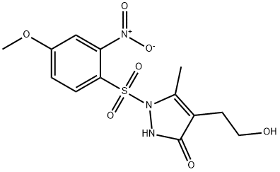 4-(2-HYDROXYETHYL)-1-[(4-METHOXY-2-NITROPHENYL)SULFONYL]-5-METHYL-1,2-DIHYDRO-3H-PYRAZOL-3-ONE 结构式