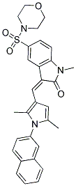 (Z)-3-((2,5-DIMETHYL-1-(NAPHTHALEN-2-YL)-1H-PYRROL-3-YL)METHYLENE)-1-METHYL-5-(MORPHOLINOSULFONYL)INDOLIN-2-ONE 结构式