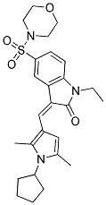 (Z)-3-((1-CYCLOPENTYL-2,5-DIMETHYL-1H-PYRROL-3-YL)METHYLENE)-1-ETHYL-5-(MORPHOLINOSULFONYL)INDOLIN-2-ONE 结构式