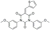 1,3-BIS(3-METHOXYPHENYL)-5-(2-THIENYLMETHYLENE)-1,3-DIAZAPERHYDROINE-2,4,6-TRIONE 结构式