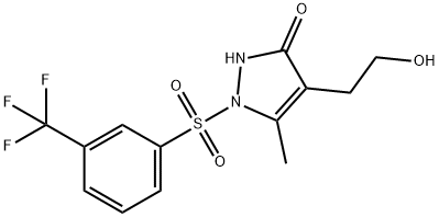 4-(2-HYDROXYETHYL)-5-METHYL-1-([3-(TRIFLUOROMETHYL)PHENYL]SULFONYL)-1,2-DIHYDRO-3H-PYRAZOL-3-ONE 结构式